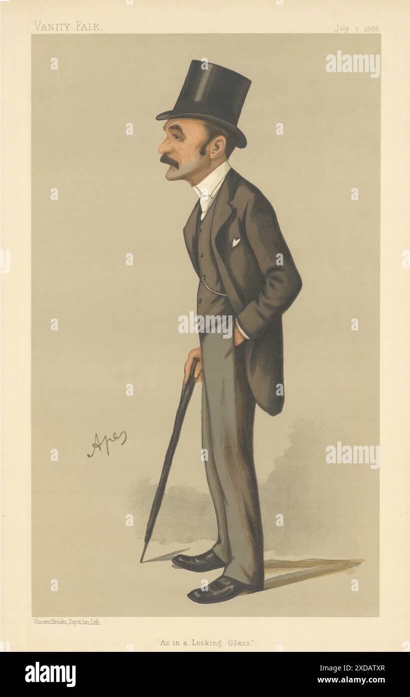 EITELKEIT FAIR SPIONAGE CARTOON Francis Charles Philips 'As in a Looking Glass' 1888 Stockfoto