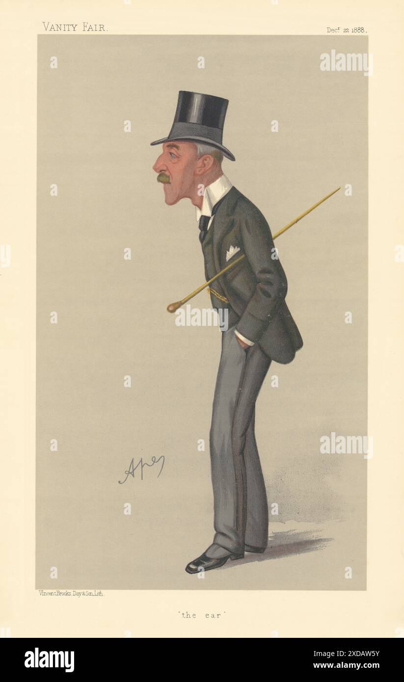 EITELKEIT FAIR SPIONAGE CARTOON Sir William Bartlett Dalby 'das Ohr' Ärzte. Ape 1888 Stockfoto