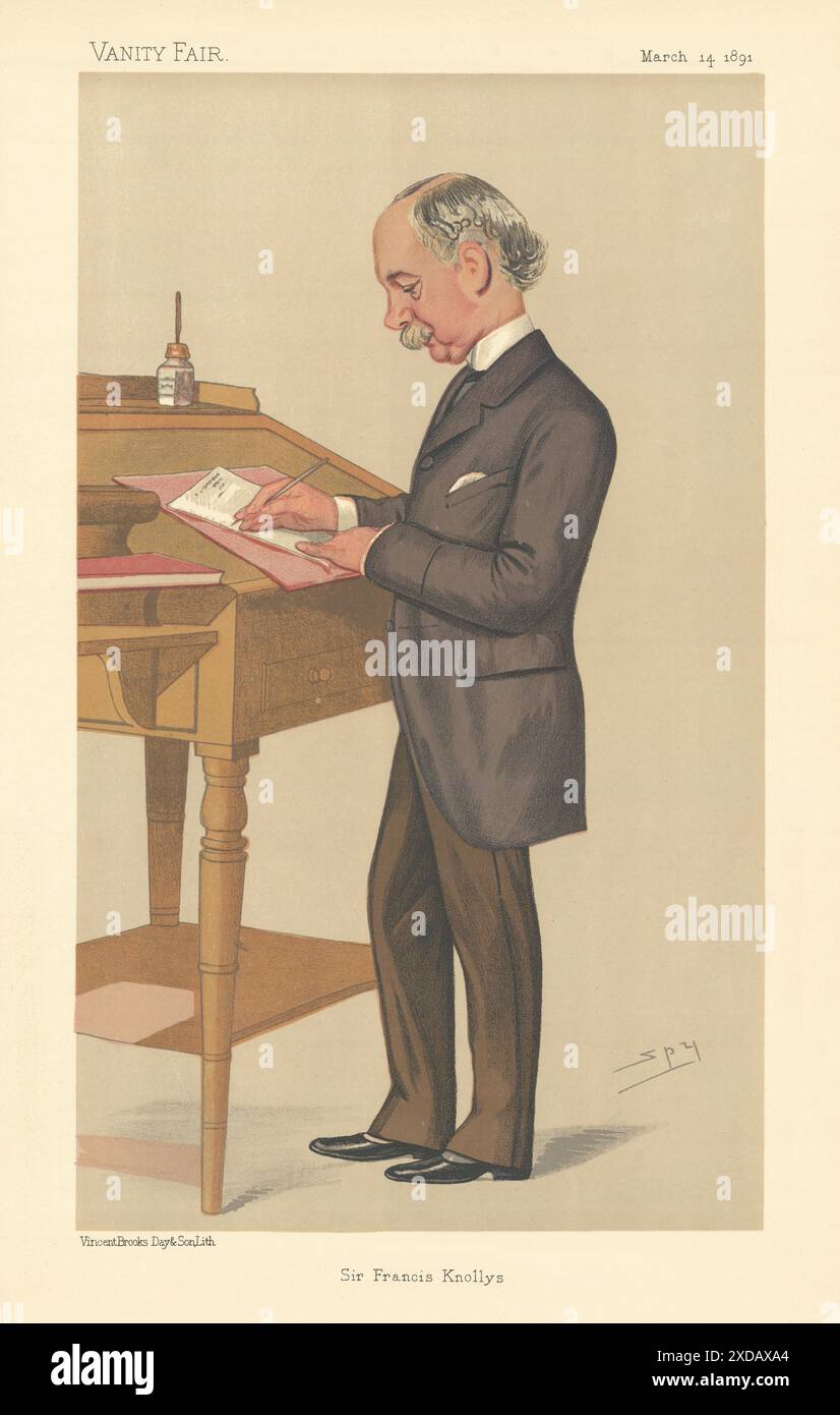 EITELKEIT FAIR SPIONAGE CARTOON Sir Francis Knollys. Privatsekretär des Königs 1891 Stockfoto