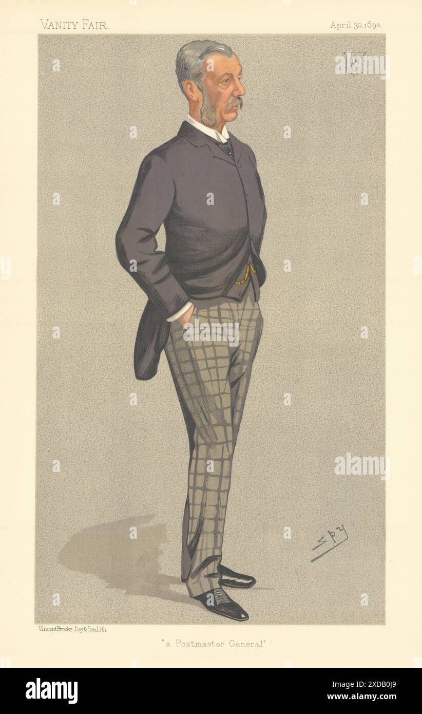 EITELKEIT FAIR SPIONAGE CARTOON James Fergusson 'ein Postmeister General' Postamt 1892 Stockfoto