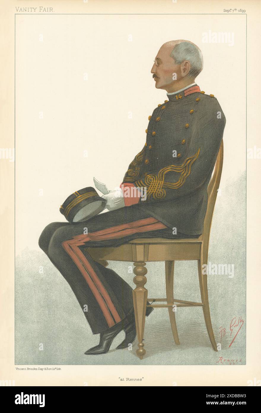 EITELKEIT-SPION-CARTOON Captain Alfred Dreyfus 'in Rennes'. Gesetz. Von JB GUTH 1899 Stockfoto