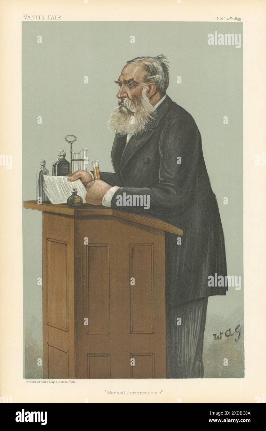 EITELMÄRCHEN-SPIONAGE-CARTOON Dr. Thomas Stevenson 'Medizinische Jurisprudenz' Chemiker 1899 Stockfoto