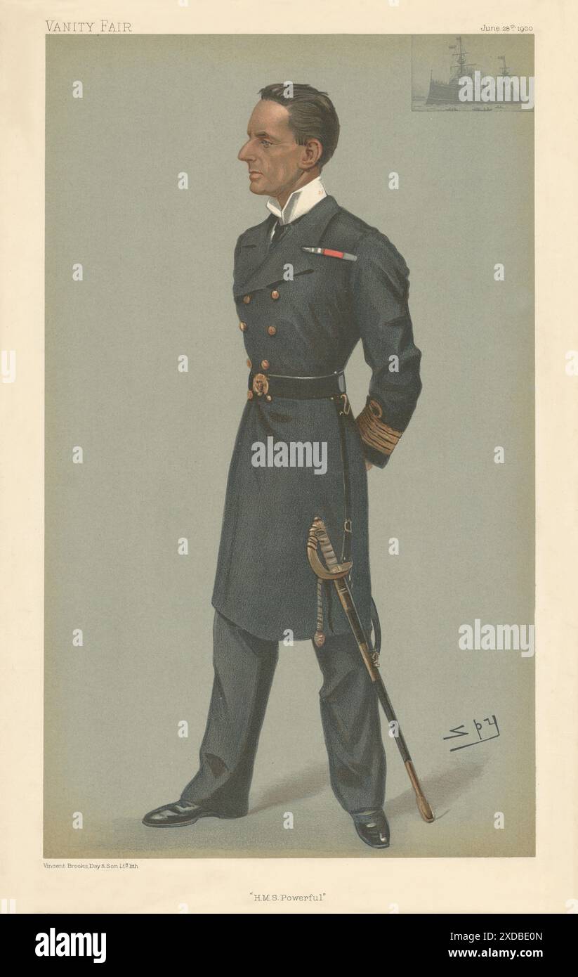 VANITY FAIR SPION CARTOON Hedworth Meux (né Lambton) „HMS Powerful“ Navy 1900 Stockfoto