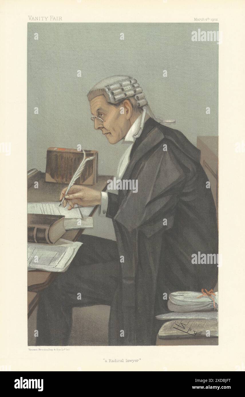 EITELKEIT, FAIRER SPIONAGE-CARTOON John Lawson Walton, ein radikaler Anwalt. Rechtsanwalt 1902 Stockfoto