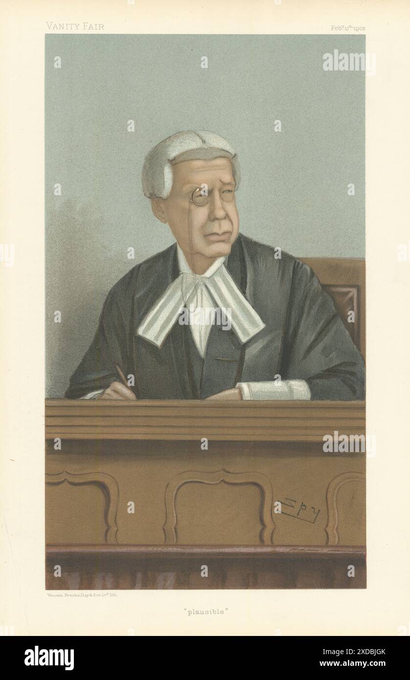 EITELKEIT, FAIRER SPIONAGE-CARTOON, Richter Charles Swinfen Eady, "plausibel". Richter 1902 Stockfoto