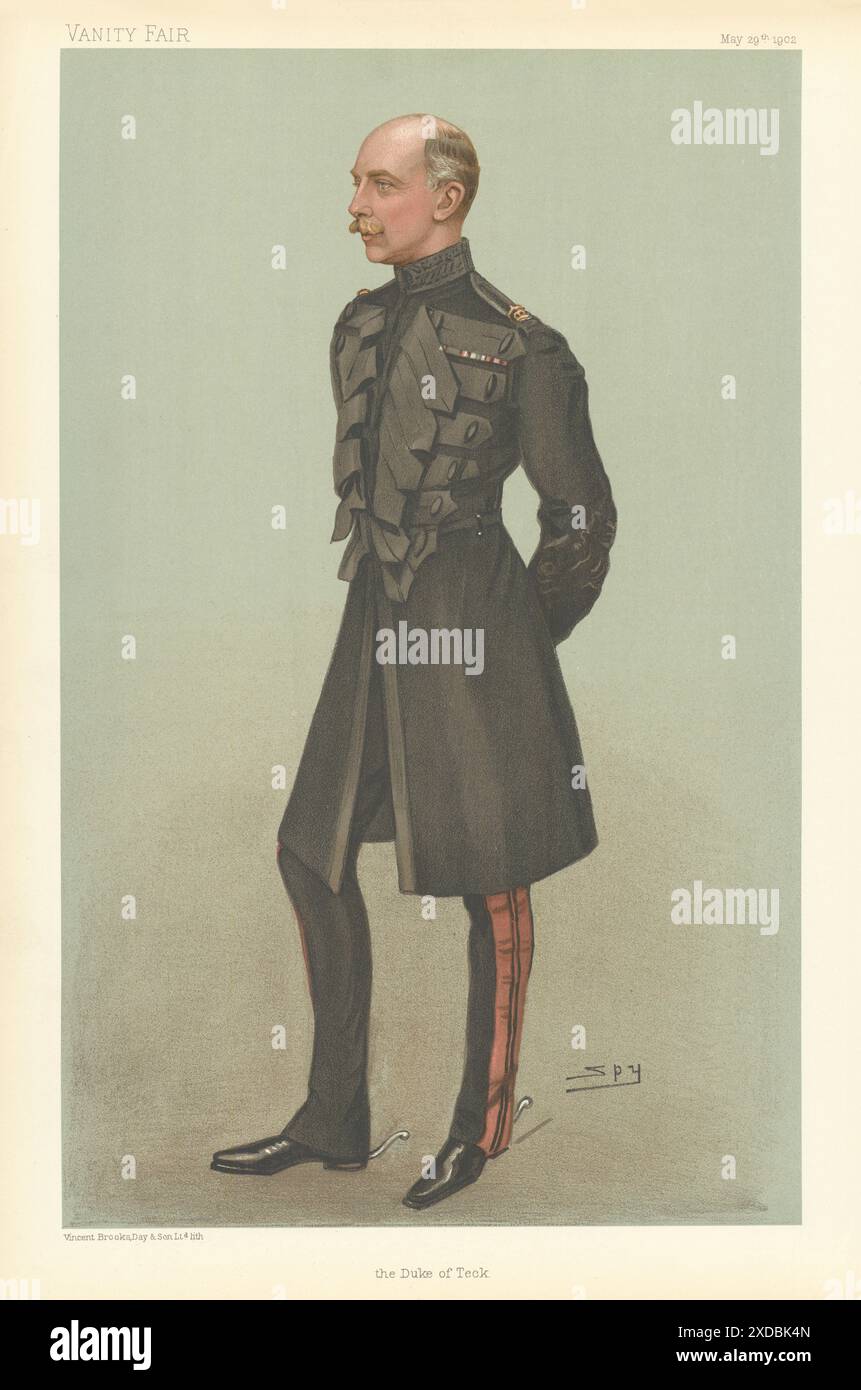 EITELKEIT-SPION-CARTOON Adolphus Cambridge, "der Herzog von Teck". Militär 1902 Stockfoto