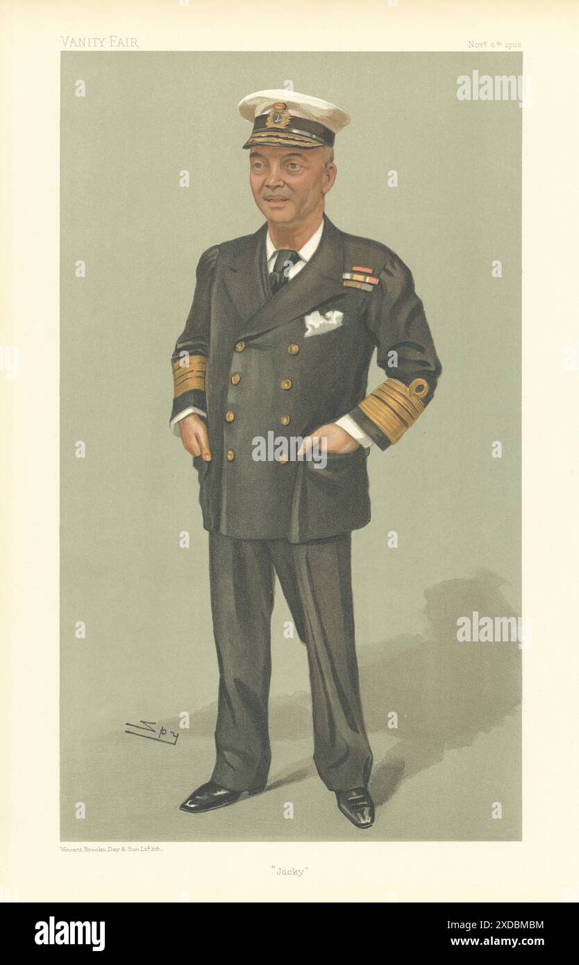 EITELKEIT-SPION-CARTOON-Admiral John Arbuthnot Fisher "Jacky". Royal Navy 1902 Stockfoto