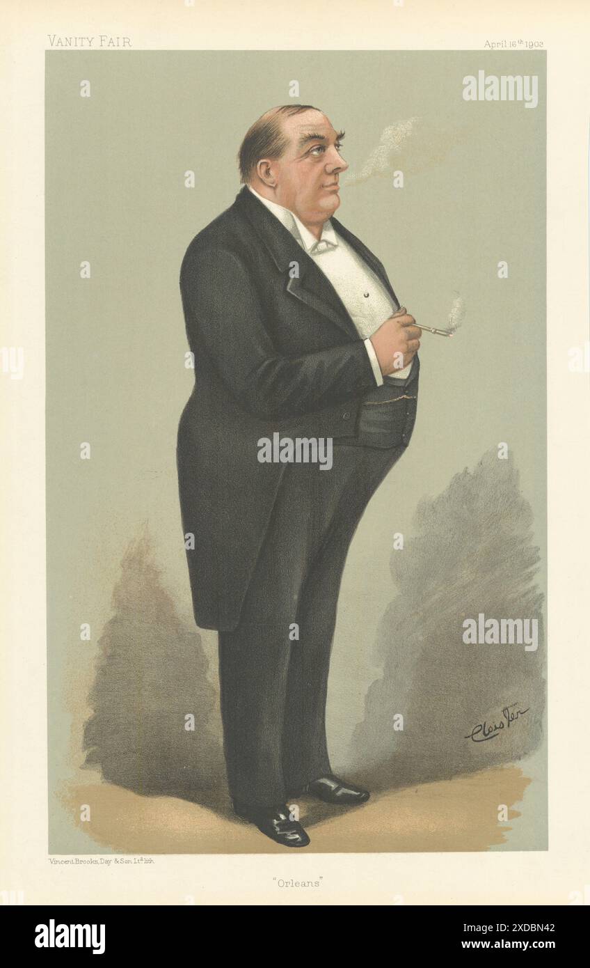 VANITY FAIR SPY CARTOON Aubrey Coventry 'Orleans'. Essen. Polo. Bon Vivant 1903 Stockfoto