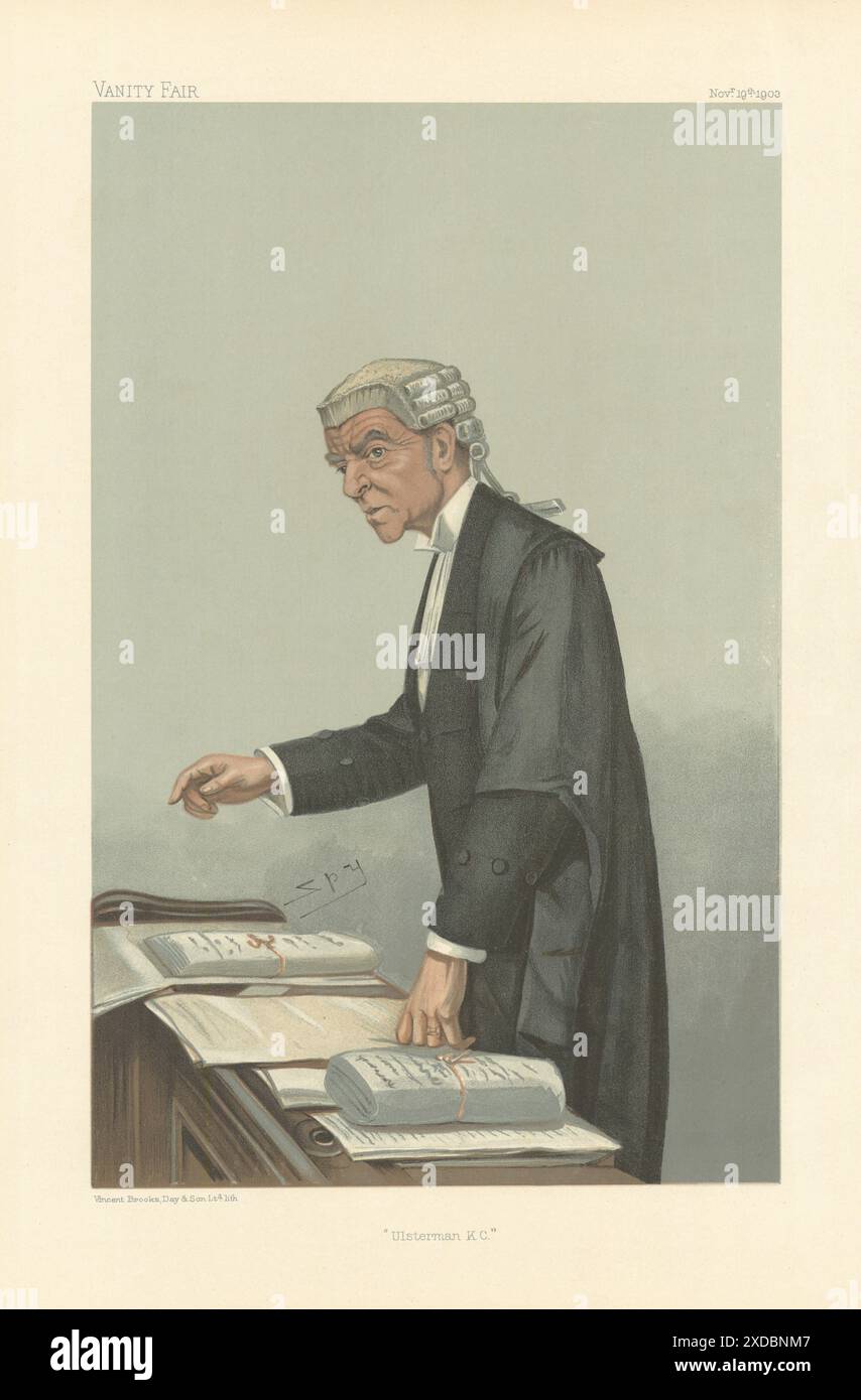DER FRISIERSALON-ZEICHENTRICKFILM Robert Alfred McCall „Ulsterman KC“. Rechtsanwalt Irland 1903 Stockfoto