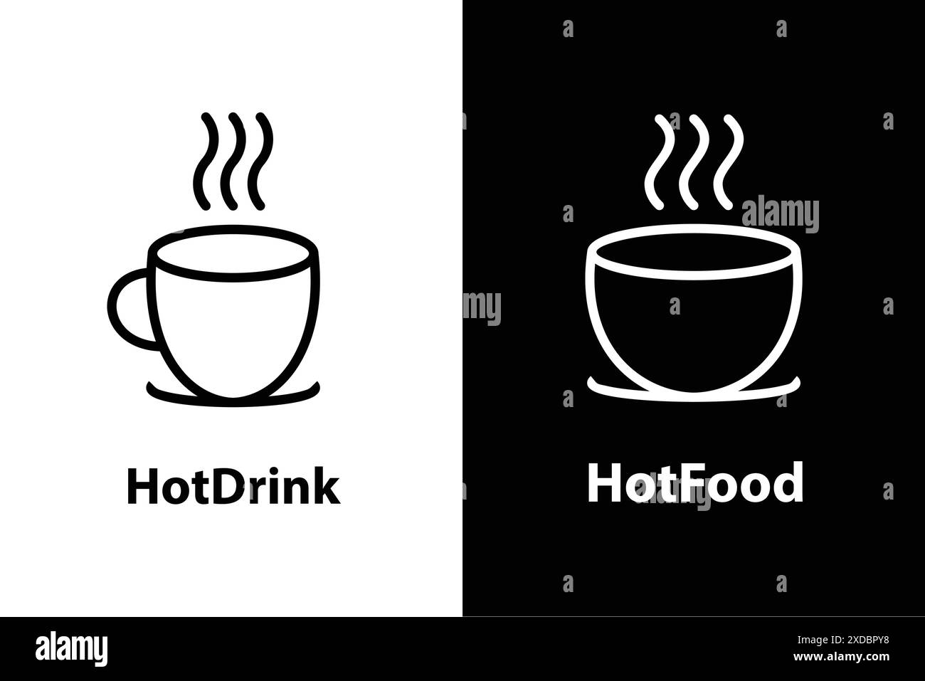 Logo für heiße Getränke und Küche im Line Art Design. Ein einfaches Logo, das sich problemlos auf jedem Medium anbringen lässt. Stock Vektor
