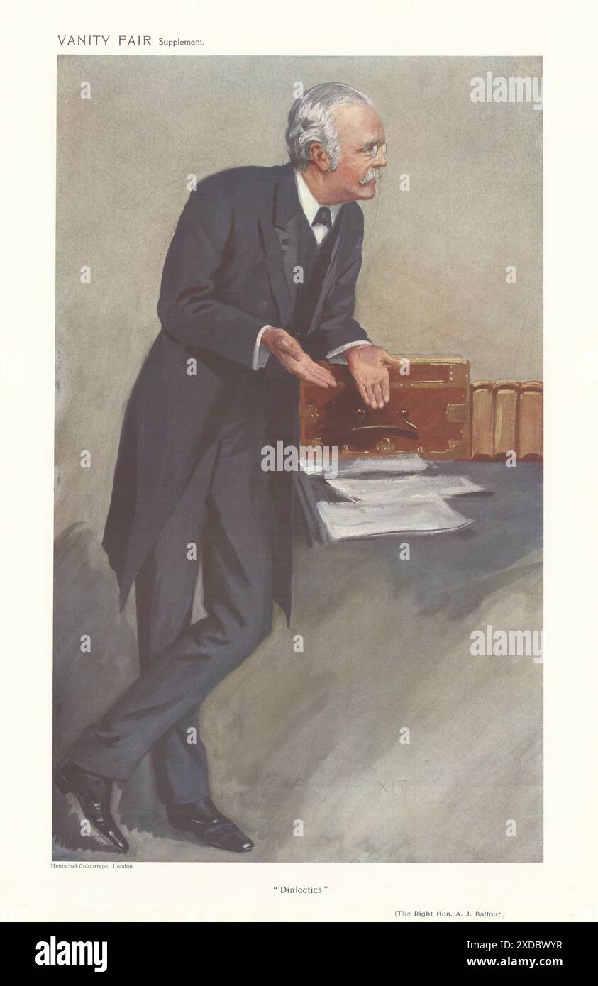 EITELKEIT FAIR SPION CARTOON RT Hon Arthur Balfour 'Dialectics' Politik. Bis XIT 1910 Stockfoto