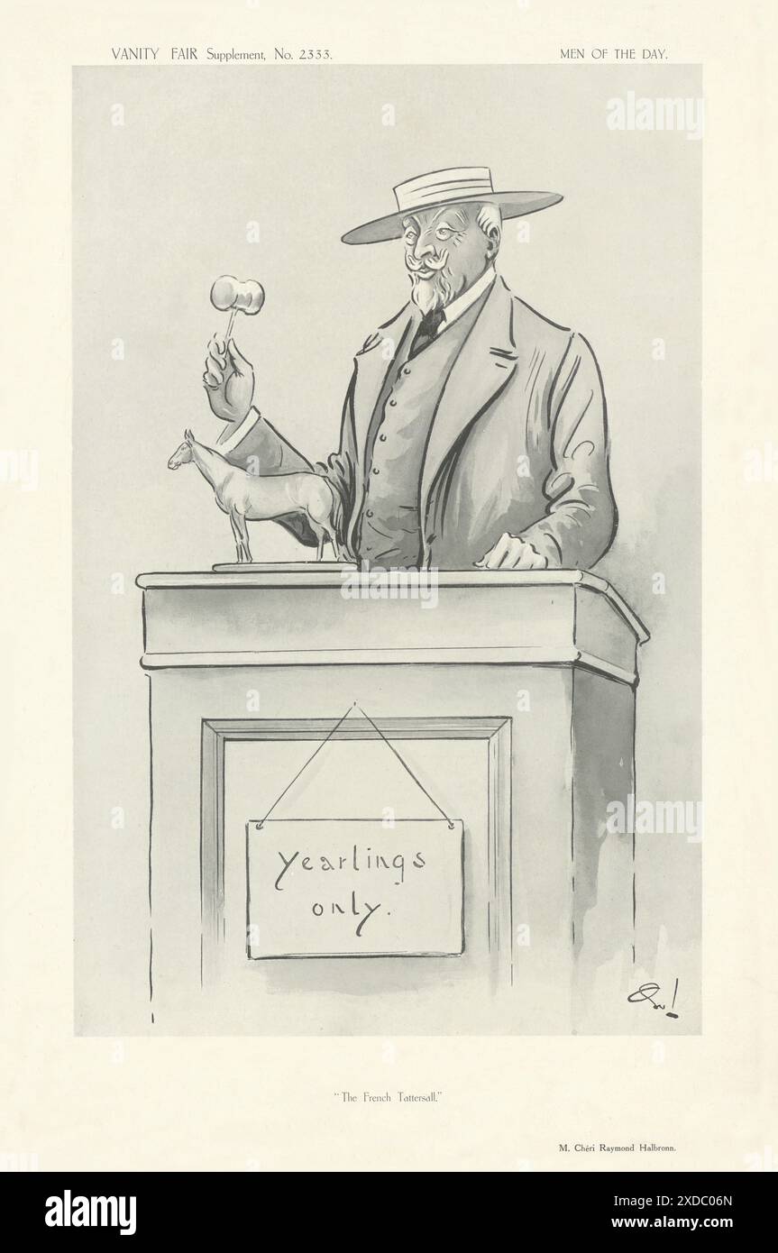 CHARITY FAIR SPION CARTOON Cheri Raymond Halbronn „The French Tattersall“. EULEN 1913 Stockfoto