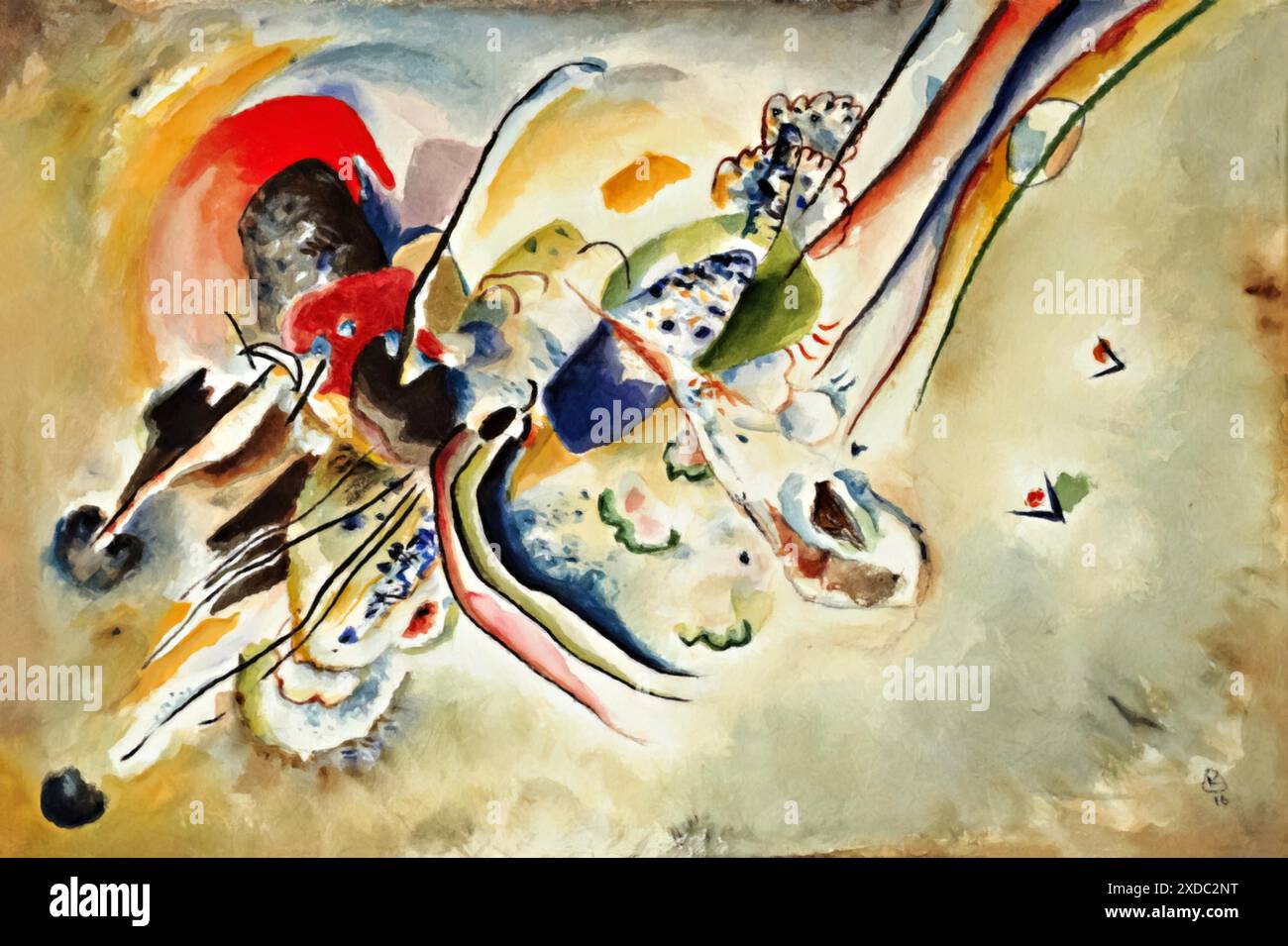 Komposition, 1916 (Gemälde) des Künstlers Kandinsky, Wassily (1866-1944) Russisch. Stock Vektor