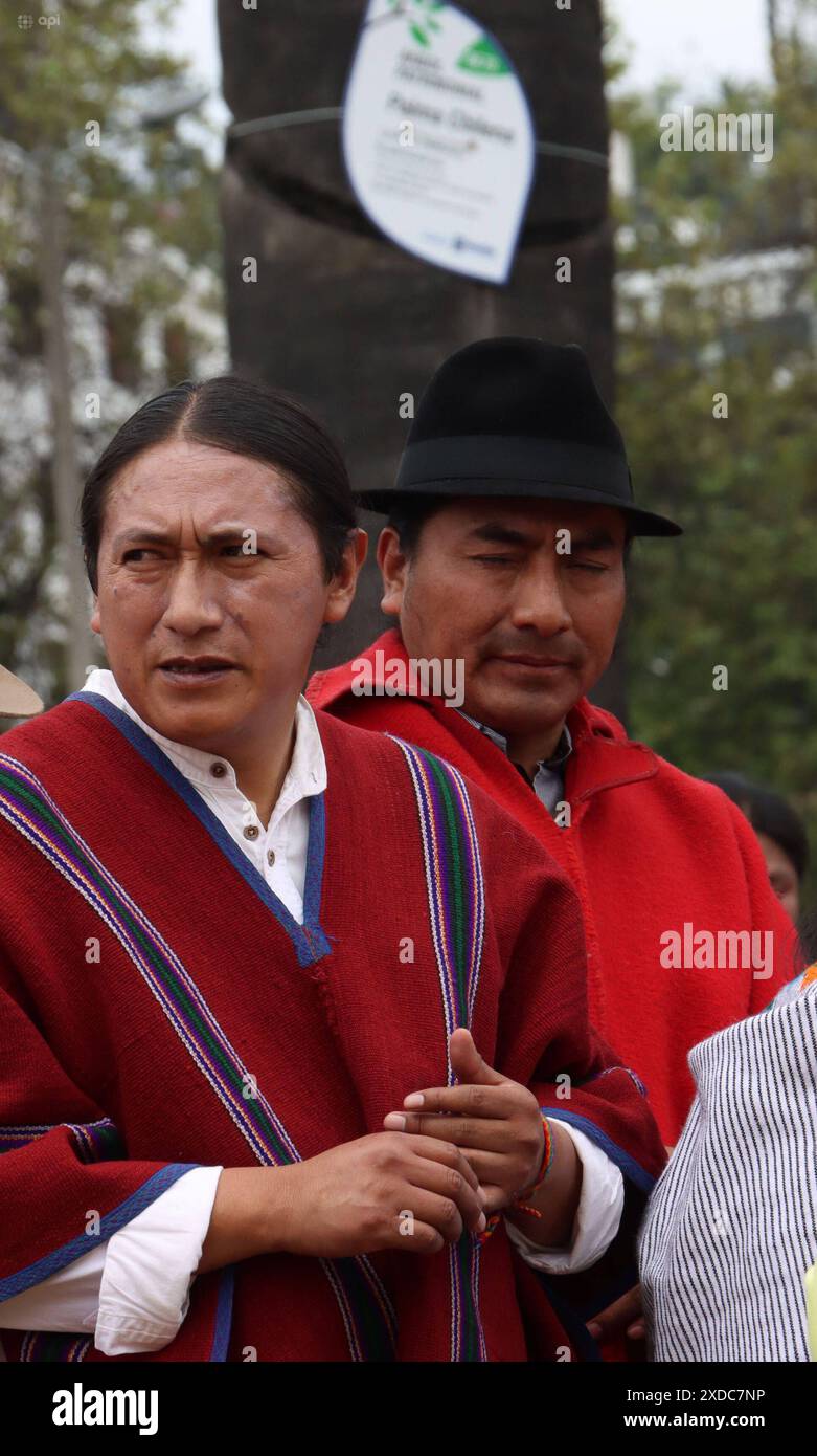 INTI RAYMI QUITO QUITO, Freitag, 21. Juni 2024 Zeremonie des Beginns der Inty Raymi, in Ecuador, von Universitäten und mehreren sozialen Gruppen, im Park der Ãrbolito, nördlich Zentrum der Hauptstadt Fotos Quito Pichincha Ecuado ACE INTI RAYMI QUITO 019b1d9bdb5749aeeb4dbbbf296b78c8d Copyright: XENRIQUEZx Stockfoto