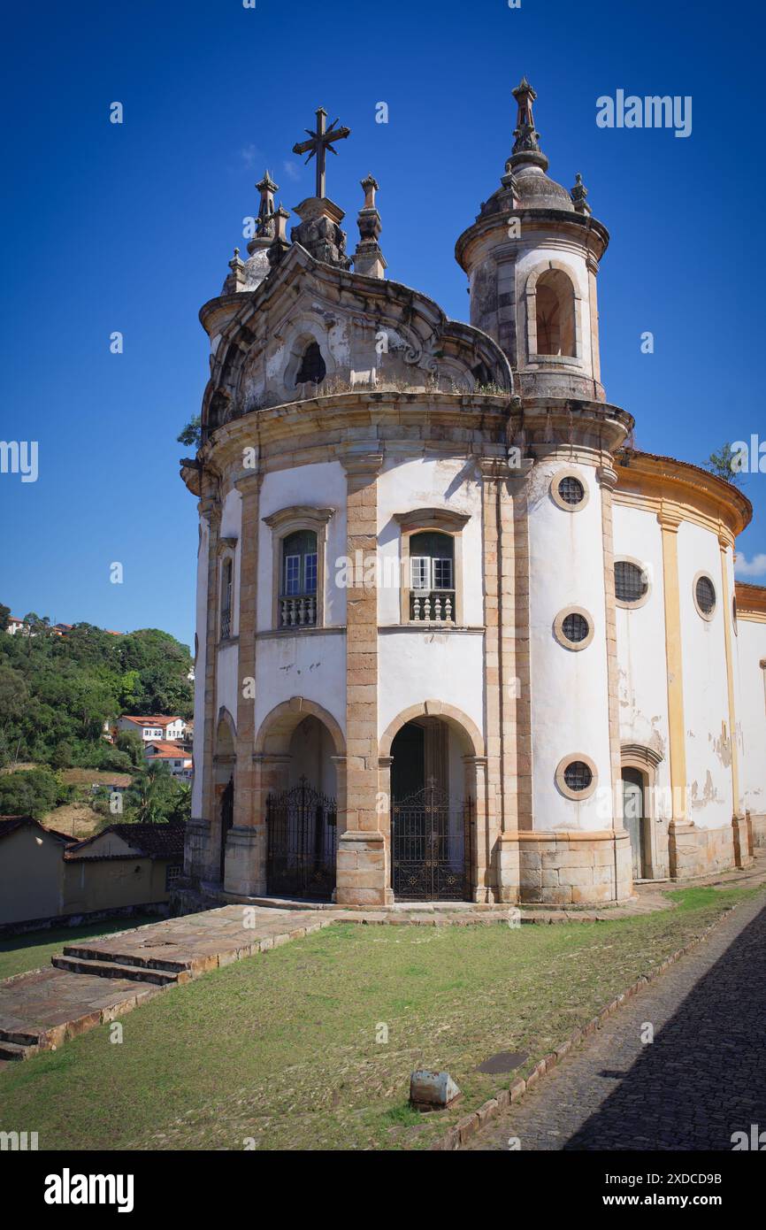 Foto der Kirche Nossa Senhora do Rosário, Ouro Preto, Minas Gerais, Brasilien Stockfoto