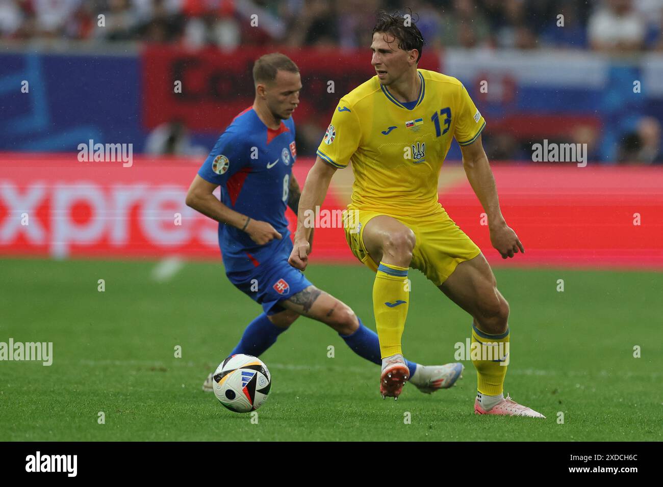 Düsseldorf, Deutschland 21.06.2024: Illia Zabarnyi aus der Ukraine während des Gruppenspiels der UEFA EURO 2024 in Düss Stockfoto