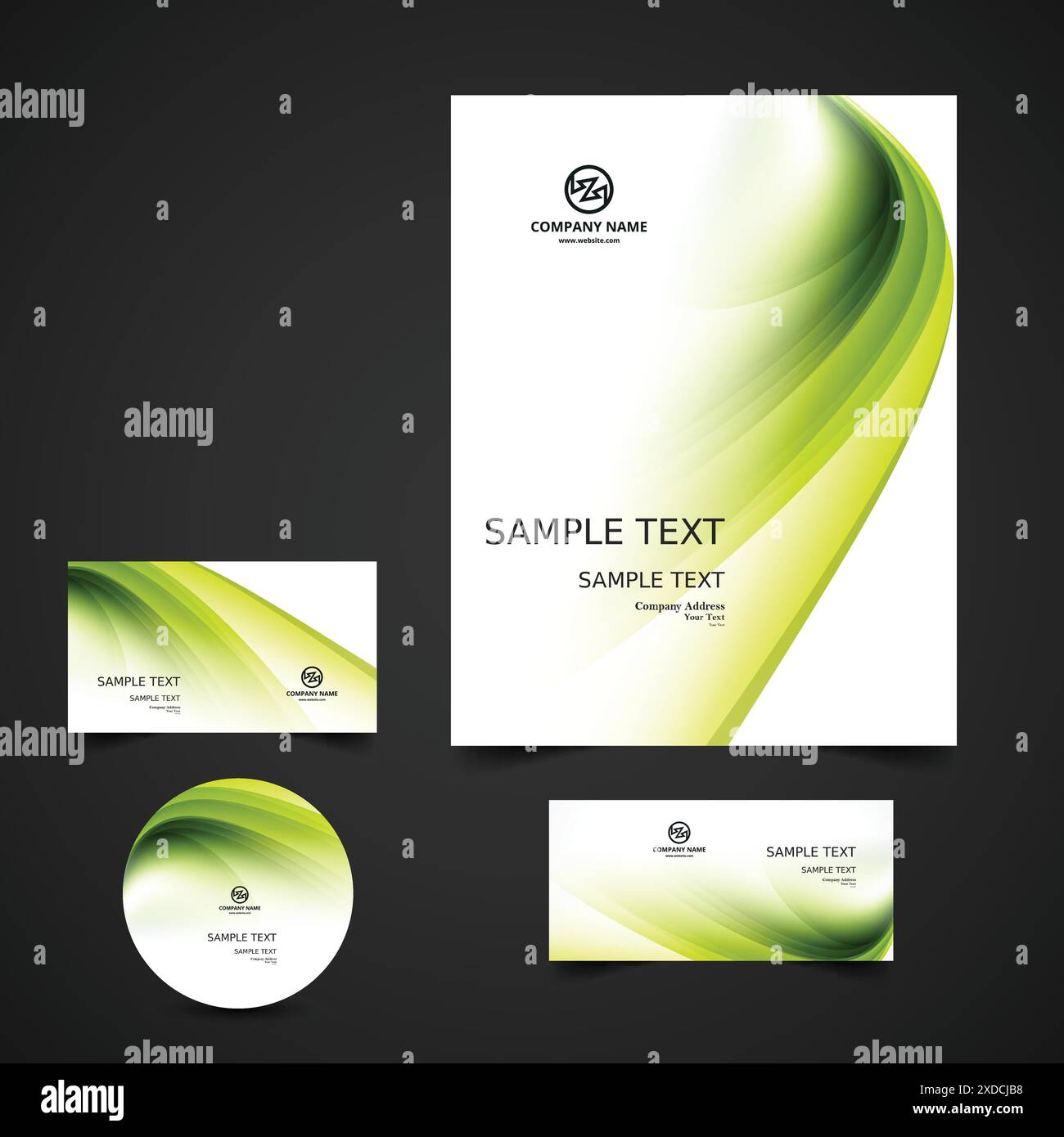 Glänzende grüne Geschäft Schreibwaren Vektor Design Illustration Stock Vektor