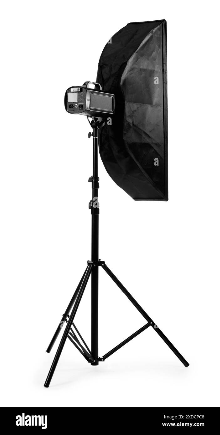 Professioneller Lichtreflektor isoliert auf weiß. Ausrüstung für Fotografen Stockfoto