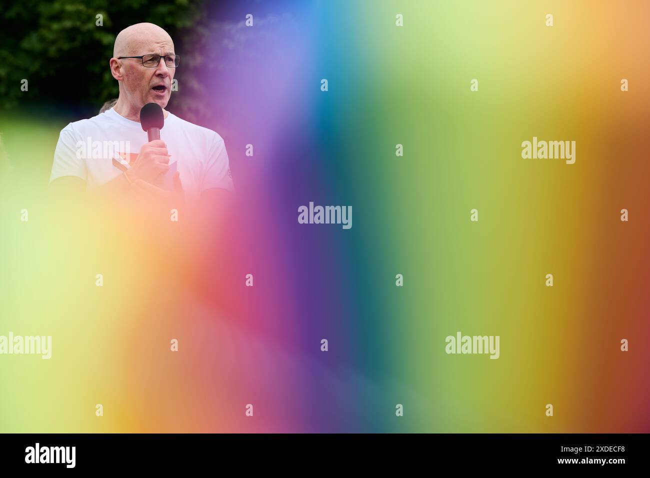 Edinburgh Schottland, Vereinigtes Königreich 22. Juni 2024. Der erste schottische Minister John Swinney spricht beim Edinburgh Pride Protest. Credit sst/alamy Live News Stockfoto