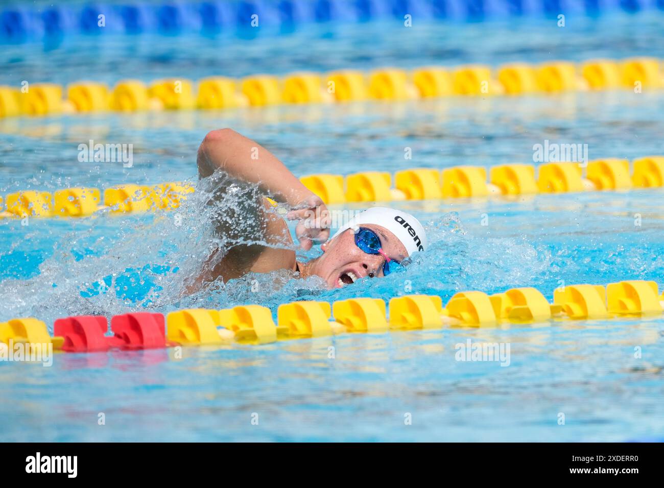 Siobhan Haughey (HKG) in Aktion während der 200 Freestyle Frauen bei der 60. Settecolli International Swimming Qualification. Stockfoto