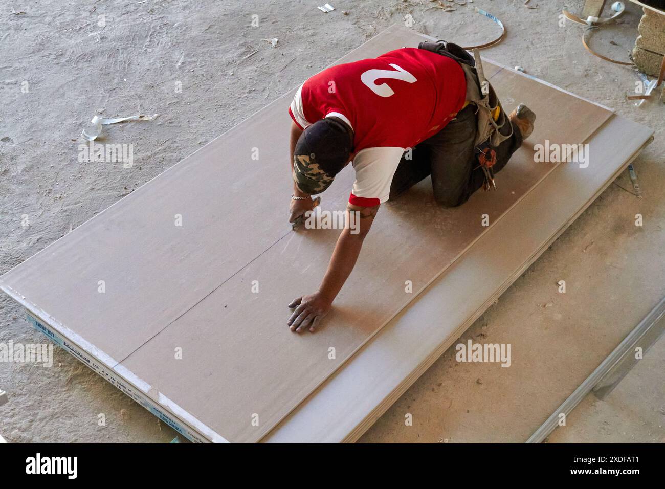 Mexikanische Bauarbeiter beendeten das Innenhaus Stockfoto