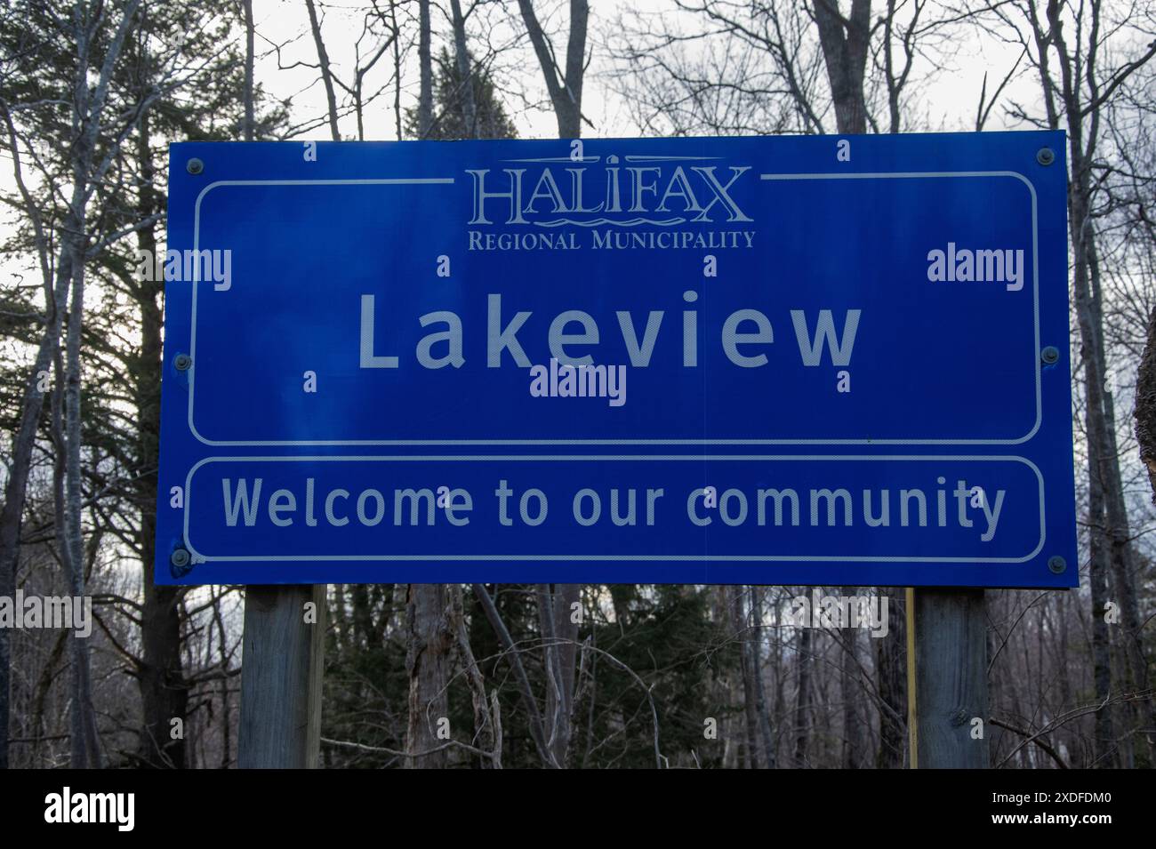 Willkommen im Schild Lakeview an der Cobequid Road in Nova Scotia, Kanada Stockfoto