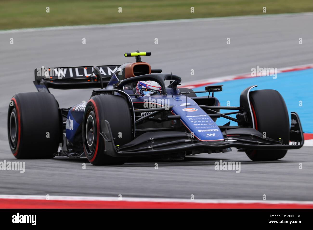 Barcelona, Spanien. Juni 2024. Catalunya Circuit #2 Logan Sargeant (usa) Williams Racing (gbr) Williams FW46 Mercedes, während des Formel-1-Grand Prix von Spanien 2024, 10. Runde der Formel-1-Weltmeisterschaft 2024 vom 21. Bis 23. Juni 2024 auf dem Barcelona Catalunya Circuit (Philippe Nanchino/SPP) Credit: SPP Sport Press Photo. /Alamy Live News Stockfoto