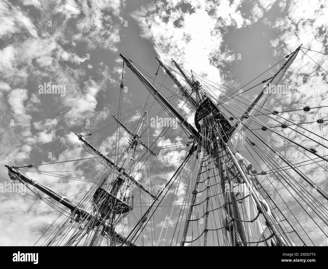 Altes Segelschiff Takelage und Mast Stockfoto