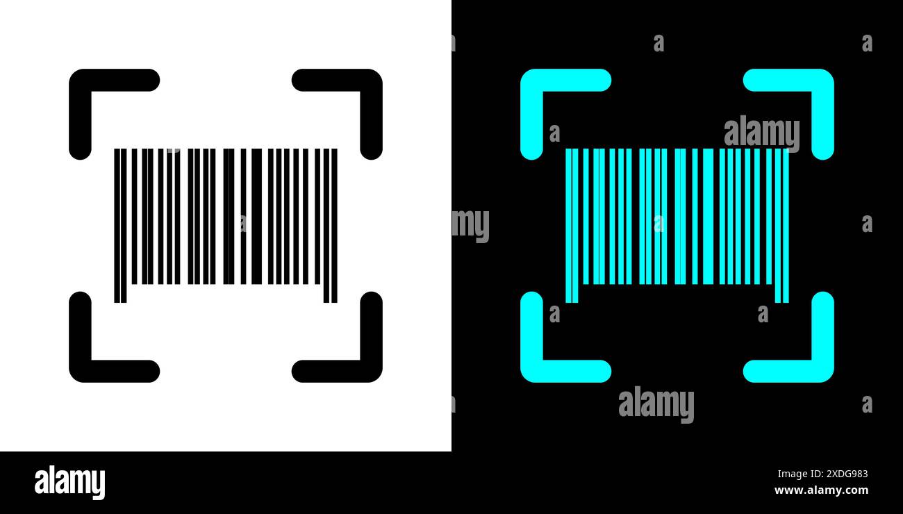 Sammlung von Barcode-Symbolen für Web-, ui- und mobile Apps. Symbol für das Strichcode-Scannen. Stock Vektor