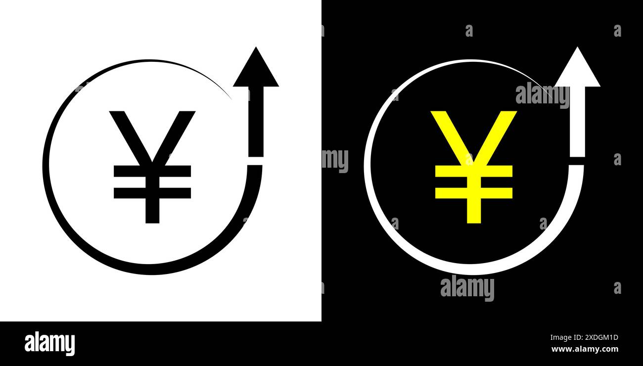 Symbol „Yen erhöhen“. Starkes Yen-Symbol. Stock Vektor