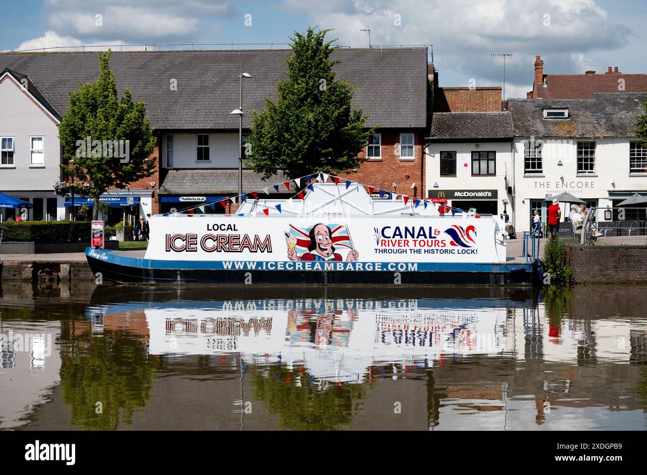 Eisboot, Bancroft Canal Basin, Stratford-upon-Avon, Warwickshire, England, UK Stockfoto