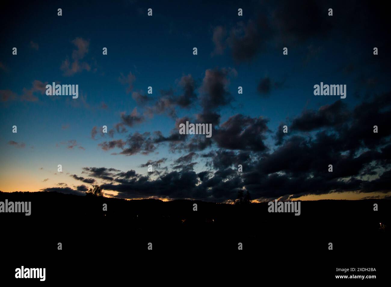 Sonnenuntergang, Waldviertel, Österreich Stockfoto