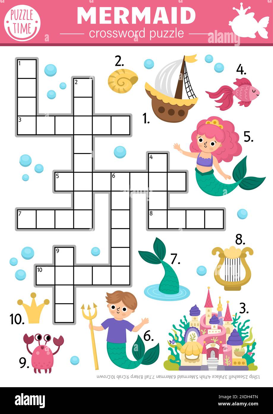 Vector-Unterwasser-Kreuzwortrtsel fr Kinder. Einfaches Quiz zum  Meeresleben fr Kinder. Pdagogische Meeresaktivitt mit Fischen,  Wassertieren, Walen Stock-Vektorgrafik - Alamy