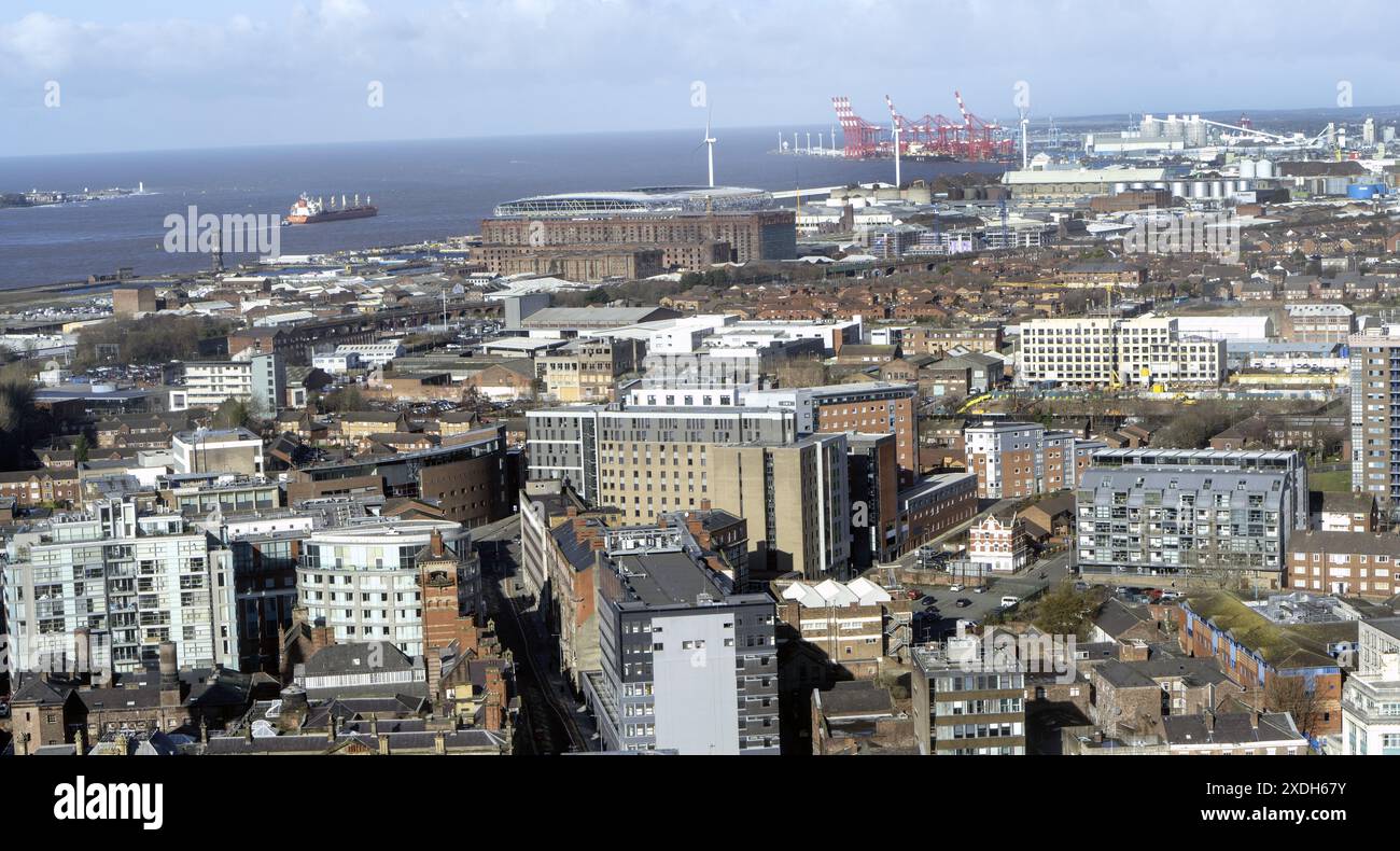 Luftaufnahme der Stadt Liverpool, Liverpool, England, Großbritannien Stockfoto