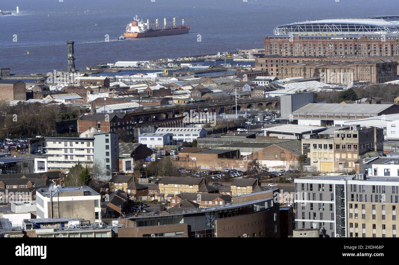 Luftaufnahme der Stadt Liverpool, Liverpool, England, Großbritannien Stockfoto