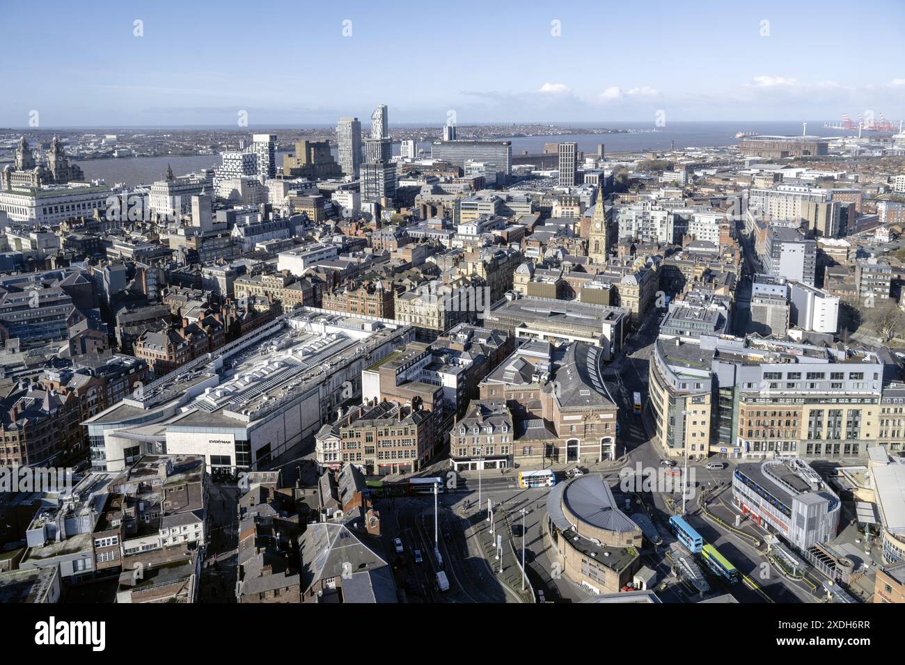 Luftaufnahme der Stadt Liverpool, Liverpool, England, Großbritannien Stockfoto