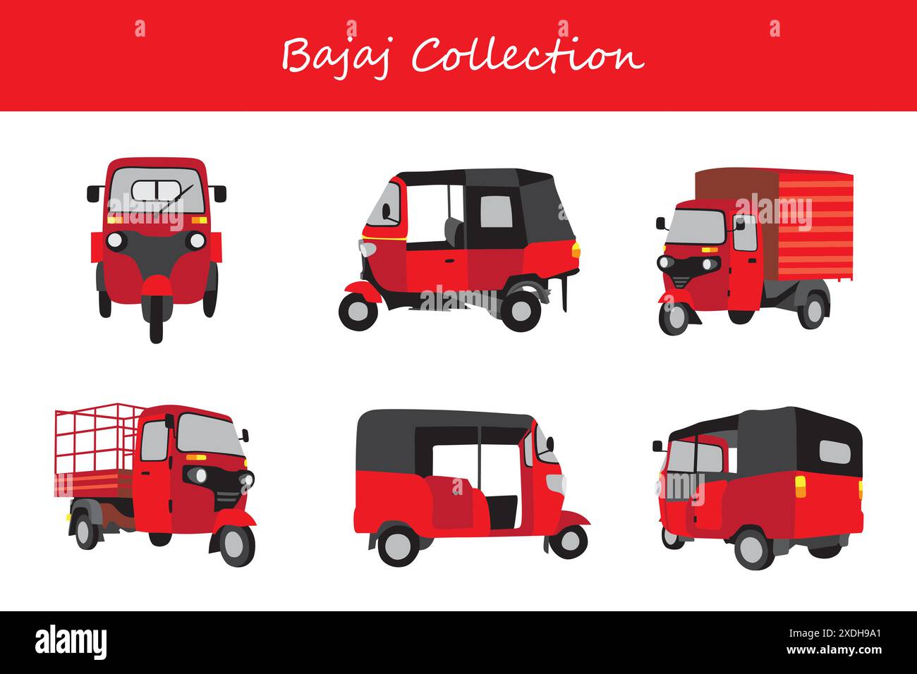 bajaj Kollektion. bajaj in verschiedenen Posen. Vektorabbildung. Stock Vektor