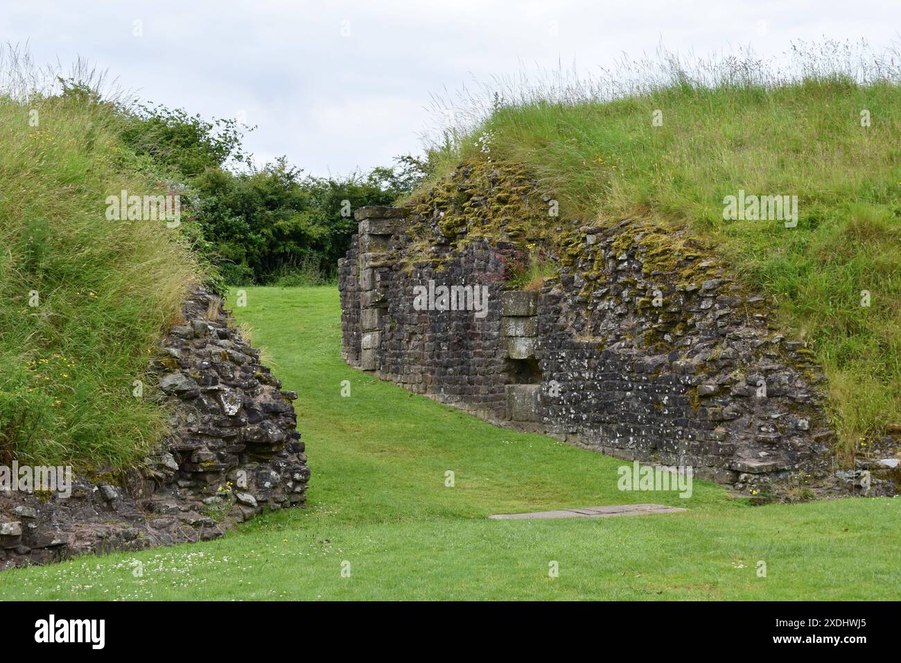 Caerleon römisches Amphitheater, Caerleon, Newport, Wales Stockfoto