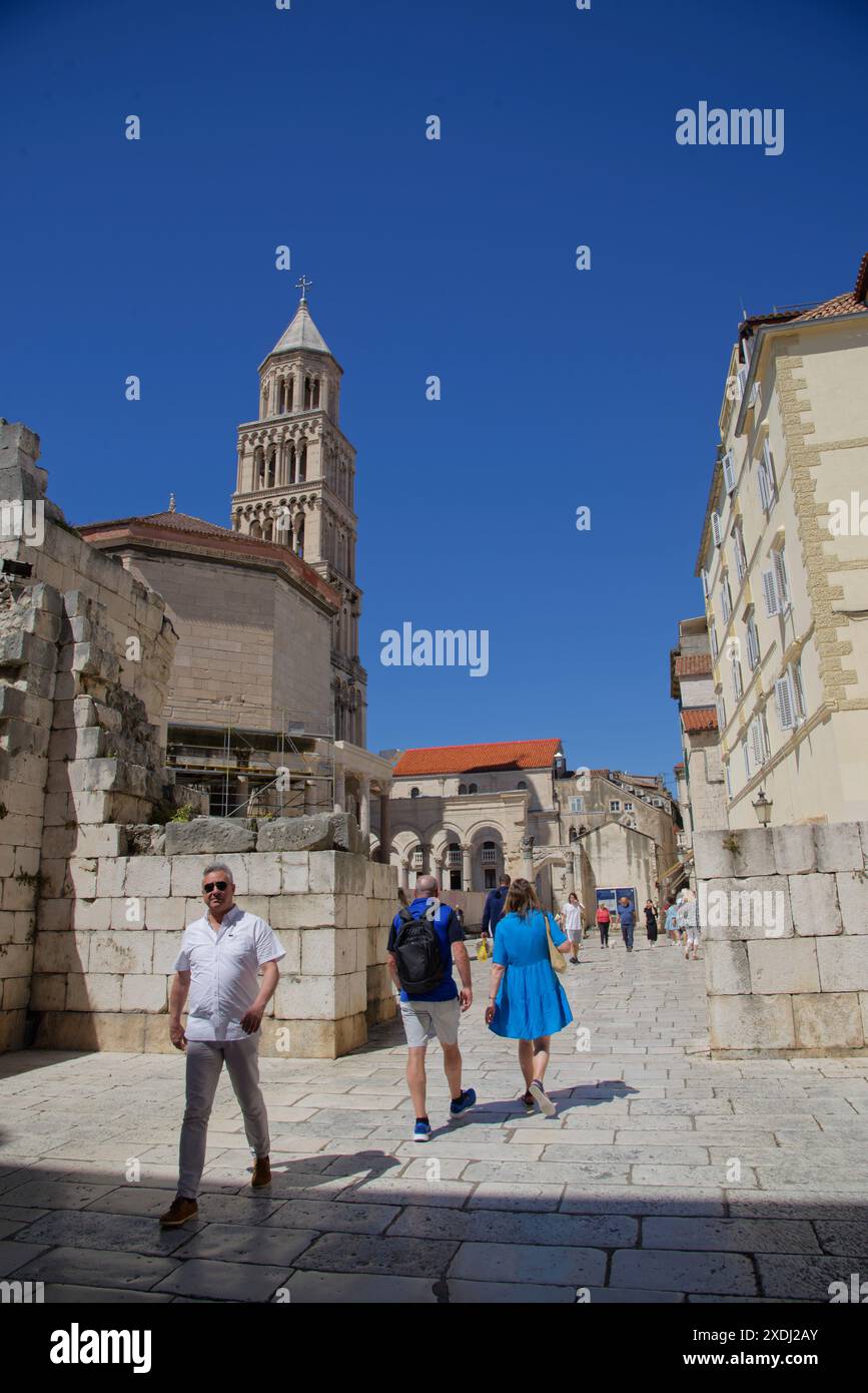 Die Altstadt von Split in kroatien an der dalmatinischen Küste, Kathedrale saint Domnius, Platz der republik, Promenade Stockfoto