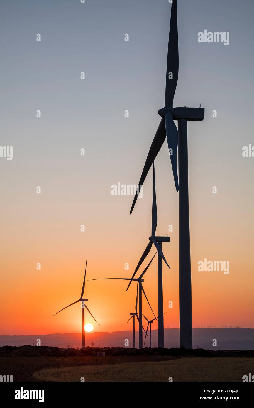 Windpark La Muela, Saragossa, Aragonien, Spanien, Europa. Stockfoto