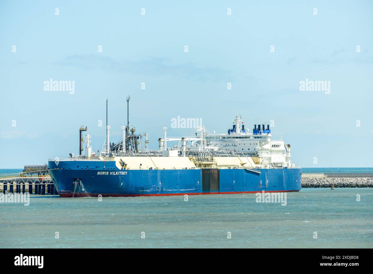 Fährüberfahrt über den Ärmelkanal von der französischen Küste in Dünkirchen zur englischen Küste in Dover - Frankreich - Vereinigtes Königreich Stockfoto
