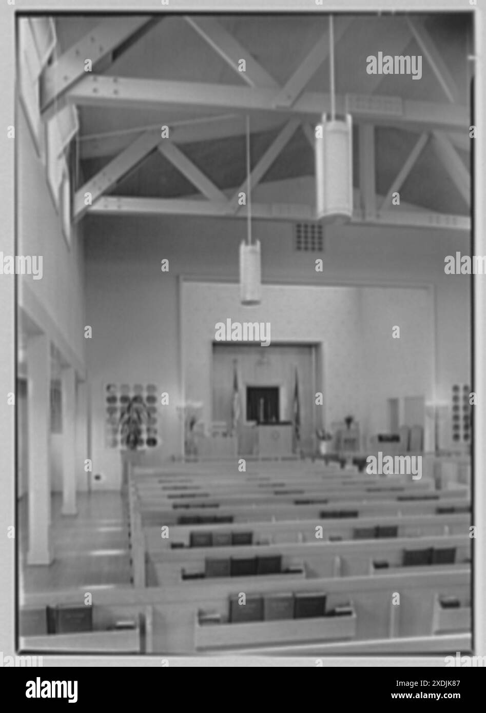 U.S. Naval Hospital Chapel, St. Albans, Long Island, New York. Chorchor, jüdischer Altar. Gottscho-Schleisner Kollektion Stockfoto