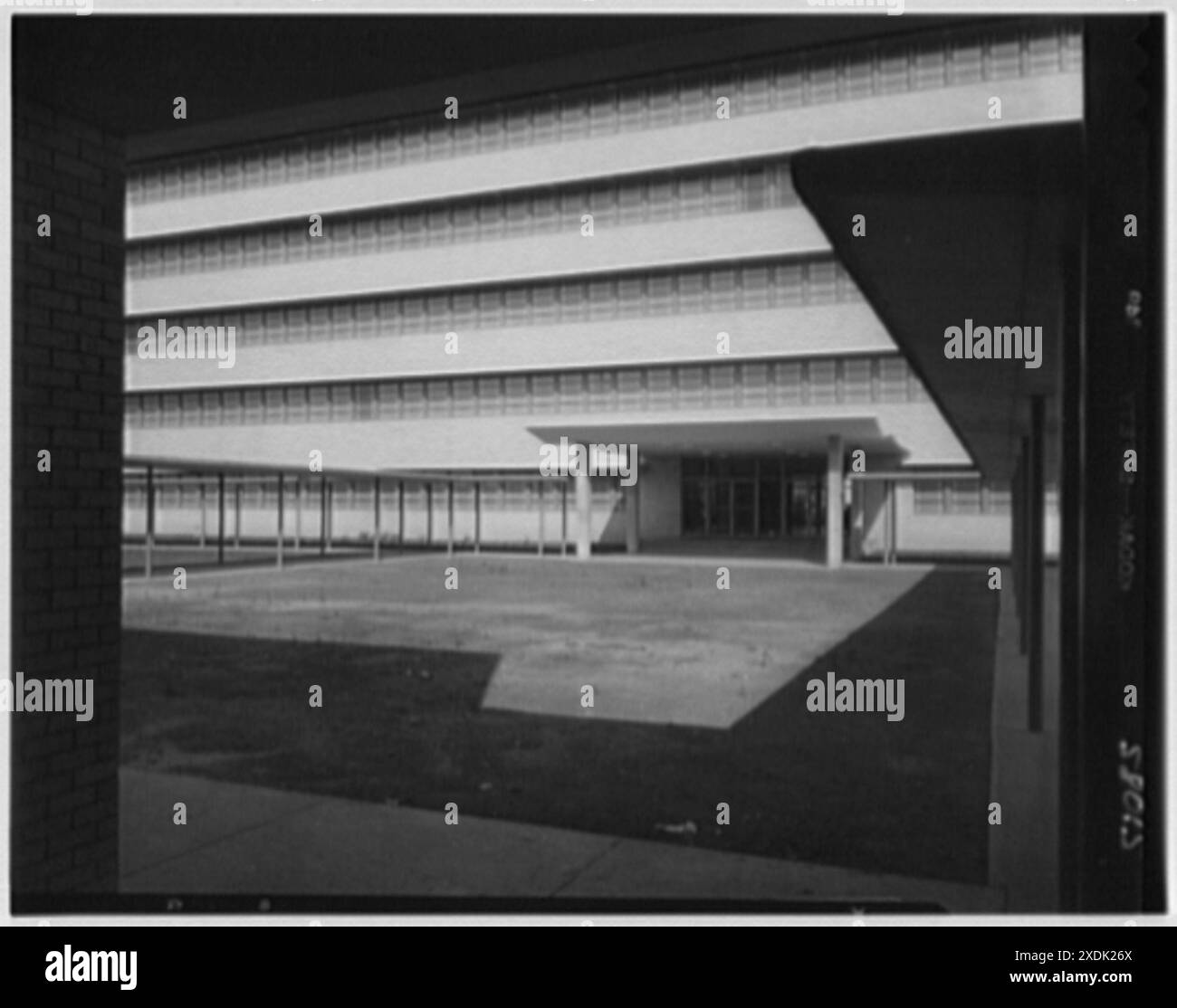 Esso-Gebäude, Baton Rouge, Louisiana. Zum hinteren Portikus. Gottscho-Schleisner Kollektion Stockfoto