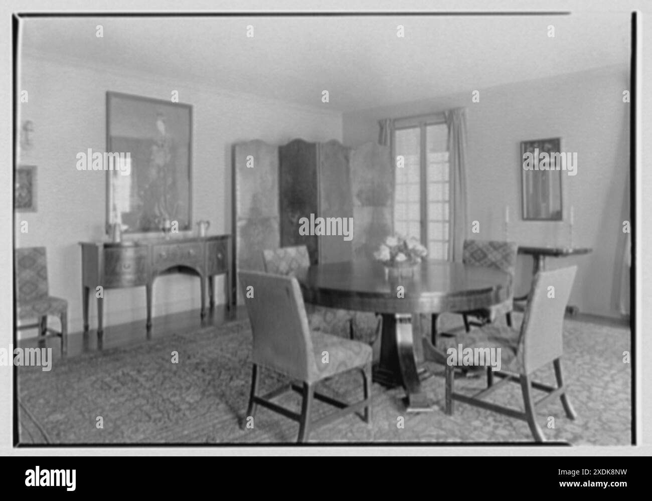 William Preston, Wohnsitz in Jericho, Long Island. Allgemein, Esszimmer. Gottscho-Schleisner Kollektion Stockfoto