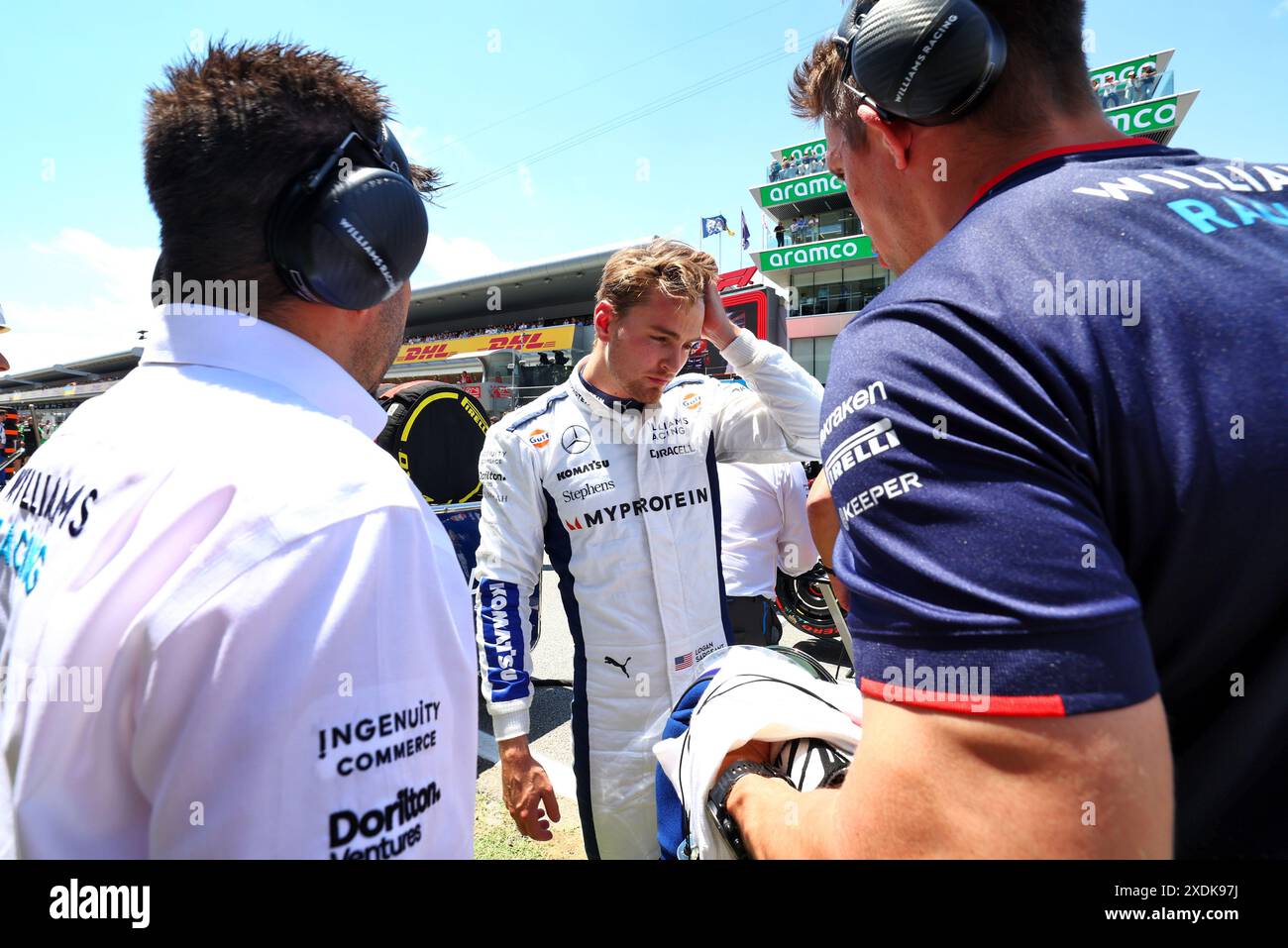 Logan Sargeant (USA) Williams Racing am Startplatz. Formel-1-Weltmeisterschaft, Rd 10, großer Preis von Spanien, Sonntag, 23. Juni 2024. Barcelona, Spanien. Stockfoto