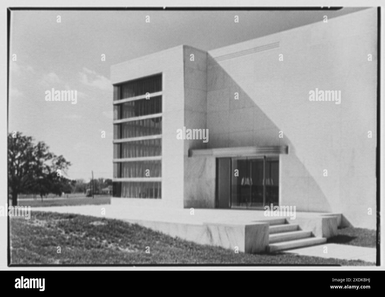 Johnson & Johnson, Ligature Laboratories, New Brunswick, New Jersey. Eingangsdetails. Gottscho-Schleisner Kollektion Stockfoto