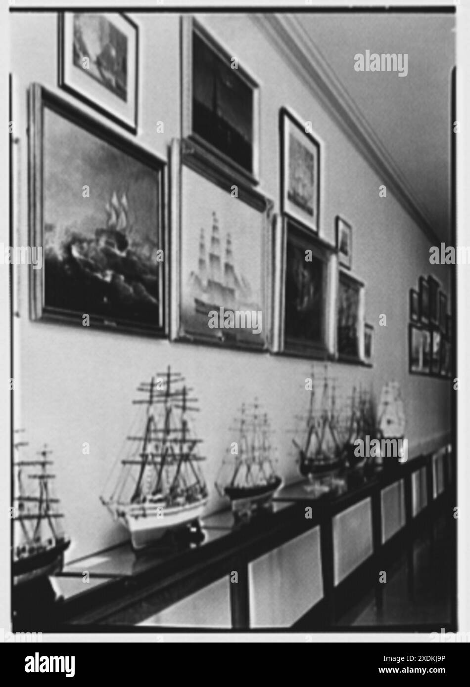 Franklin Delano Roosevelt Library, Hyde Park, New York. Schiffsmodelle, vertikal I. Gottscho-Schleisner Collection Stockfoto