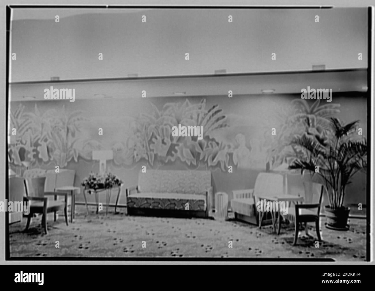 Beach Theatre, Lincoln Rd., Miami Beach, Florida. Möbeldetails. Gottscho-Schleisner Kollektion Stockfoto