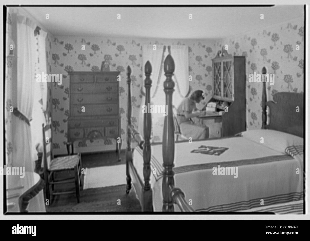 Edward F. Wheeler, Wohnsitz in 360 Old Post Rd., Fairfield, Connecticut. Gästezimmer. Gottscho-Schleisner Kollektion Stockfoto