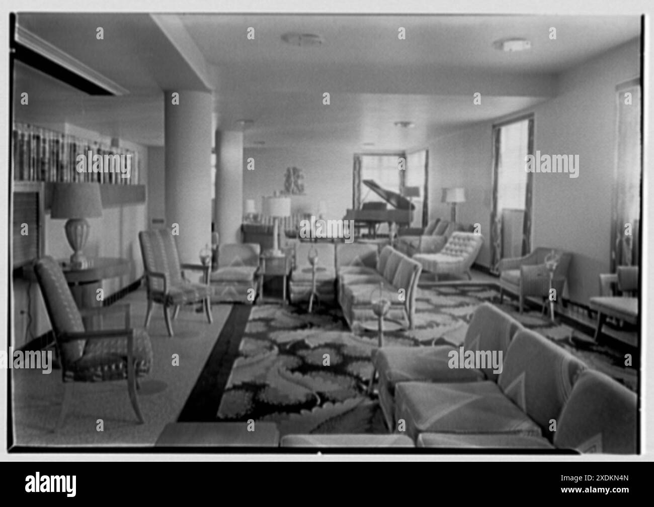 Albion Hotel, Lincoln Rd., Miami Beach, Florida. Lounge. Gottscho-Schleisner Kollektion Stockfoto